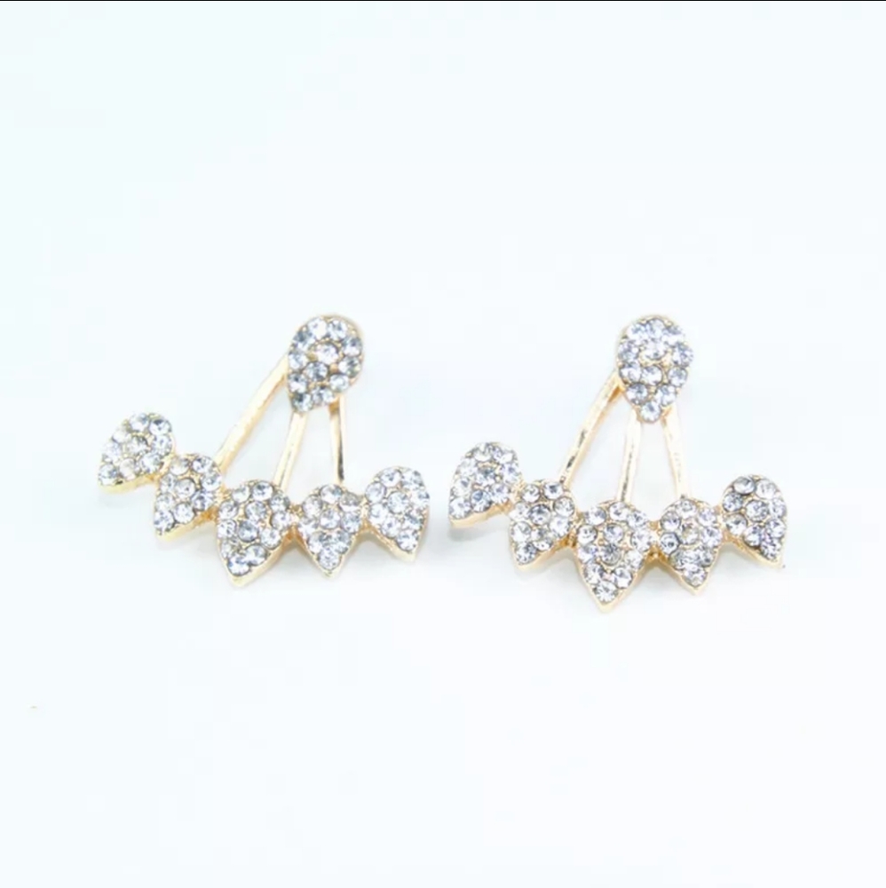 NEW Crystal Front Jacket Earrings Ear Hugger Sparkle - Picture 2 of 4
